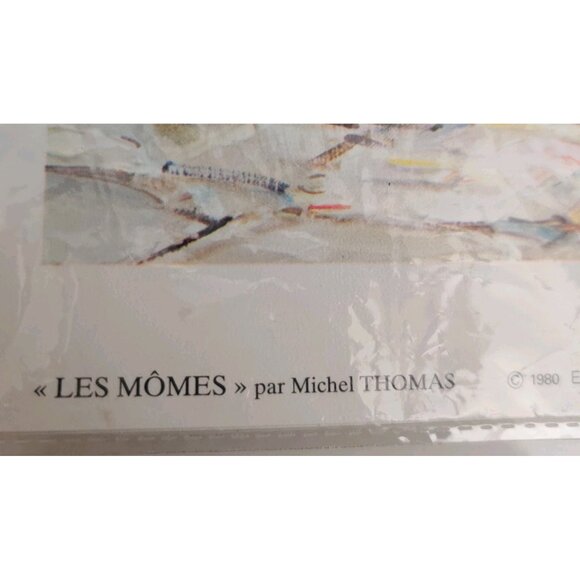 Vtg Retro 80s French Mid Century Big Eyed Paris Boy Girl Art Print Michel Thomas - Picture 10 of 16